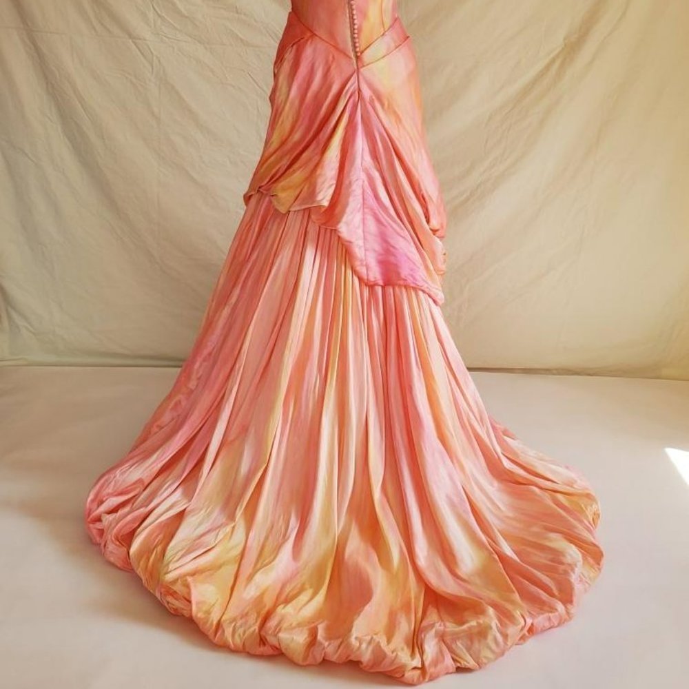 Silk Anna Maier Bohemian Wedding Dress blush Peach pink white ivory 4 6 petite - Picture 11 of 11